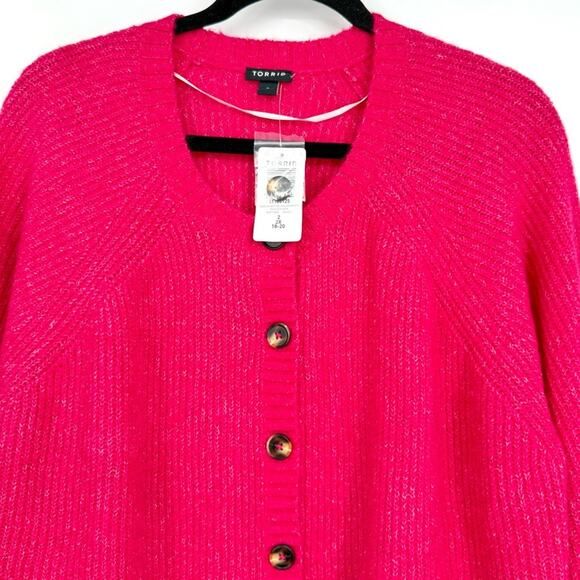 NWT Torrid Pink Vegan Cashmere Crop Cardigan Sweater‎ Size 2X - Picture 4 of 11